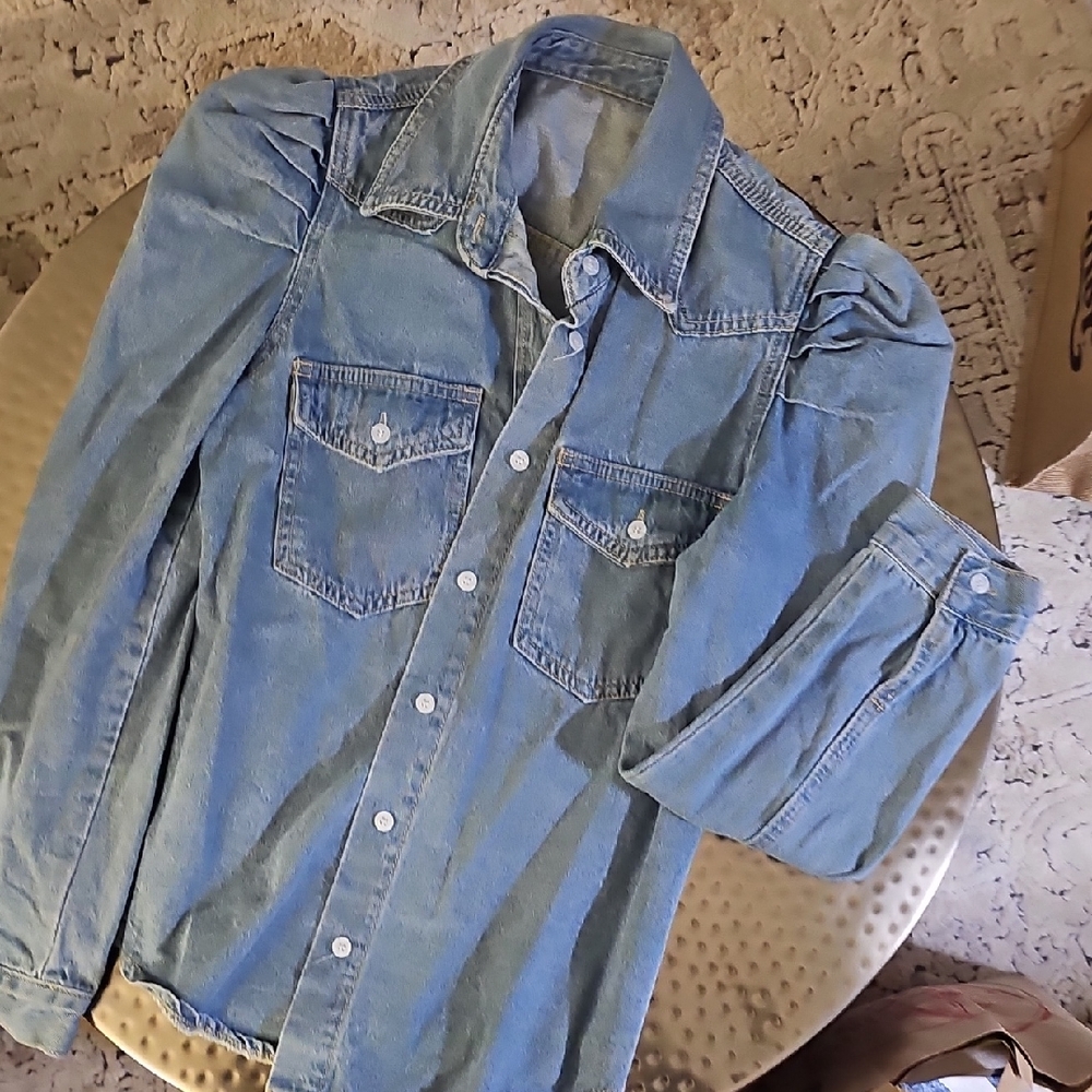 SHEIN Blue Button Down Denim Shirt
